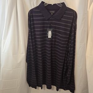 Roundtree & Yorke Mens 3XT Silky Finish Collection Long Sleeve Polo Plum NWT